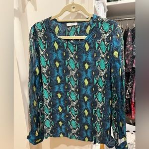 Animal print blouse by Equipment with shear sleeve